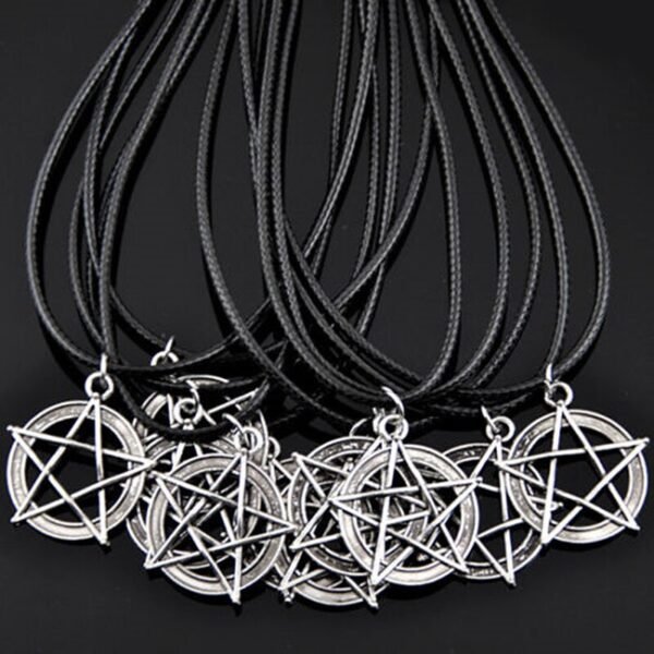 Pentagram Star Pendant Necklace for Women Gothic Wicca Charms Accessories Leather Choker Satan Fashion Jewelry Witchcraft Goth|Pendant Necklaces|