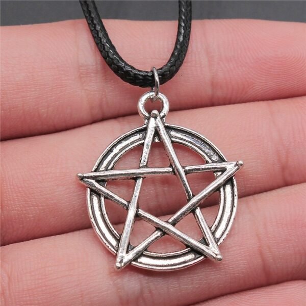 Pentagram Star Pendant Necklace for Women Gothic Wicca Charms Accessories Leather Choker Satan Fashion Jewelry Witchcraft Goth|Pendant Necklaces|