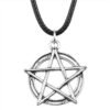Pentagram Star Pendant Necklace for Women Gothic Wicca Charms Accessories Leather Choker Satan Fashion Jewelry Witchcraft Goth|Pendant Necklaces|