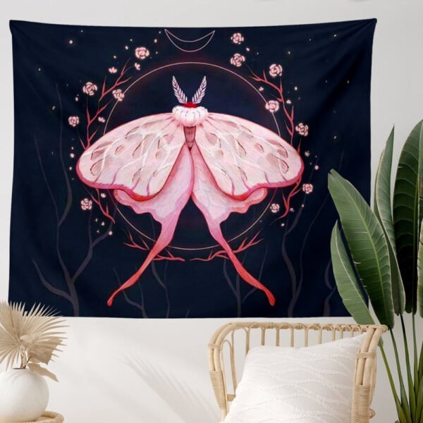 Pink Butterfly Tapestry INS Tapestry Moon Hippie Tapestry Indian Rose Boho Decor Background Wall Cloth Tapestries