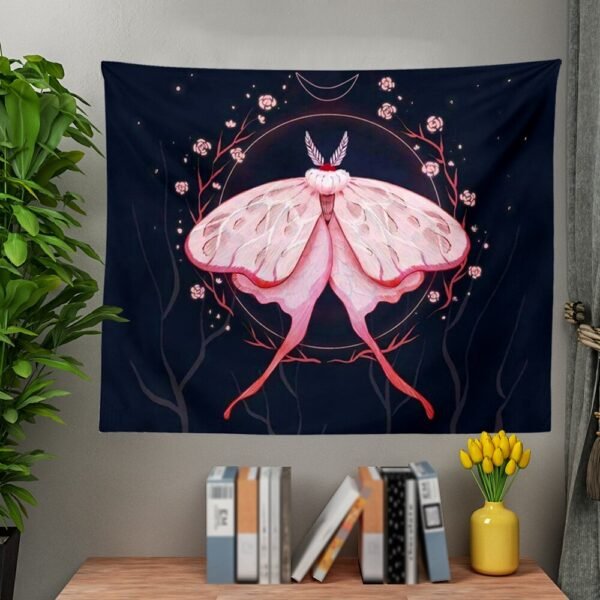 Pink Butterfly Tapestry INS Tapestry Moon Hippie Tapestry Indian Rose Boho Decor Background Wall Cloth Tapestries