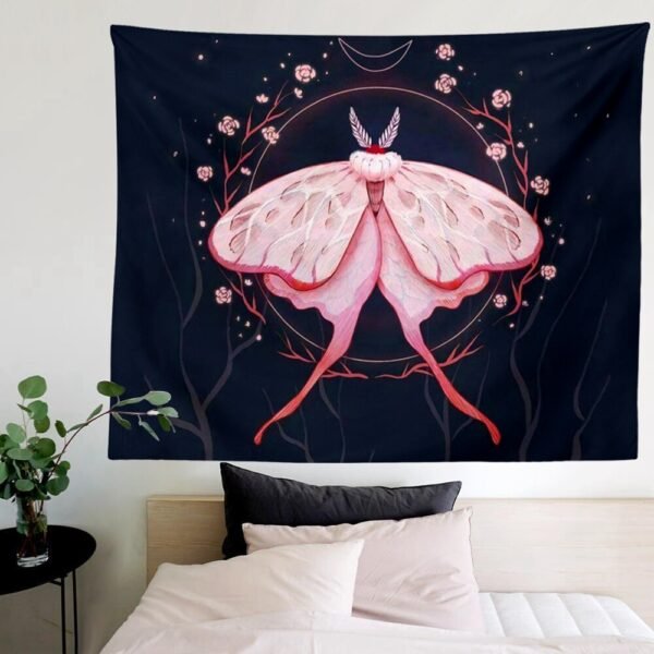 Pink Butterfly Tapestry INS Tapestry Moon Hippie Tapestry Indian Rose Boho Decor Background Wall Cloth Tapestries