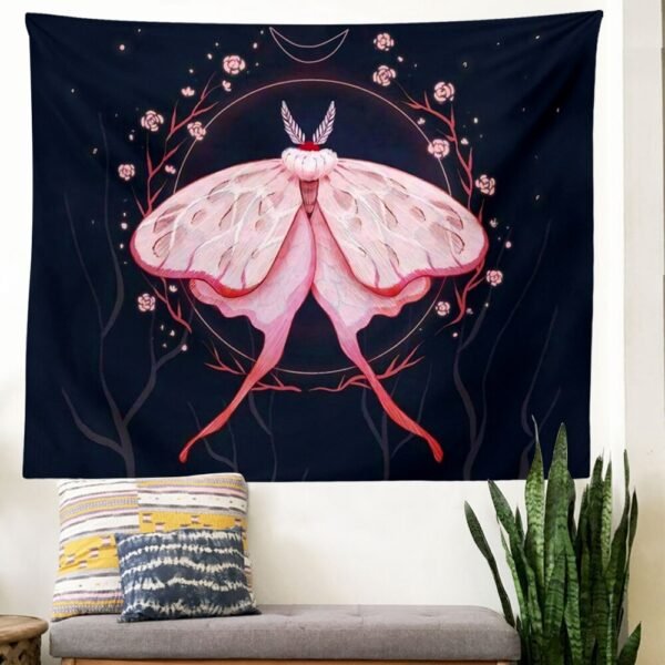 Pink Butterfly Tapestry INS Tapestry Moon Hippie Tapestry Indian Rose Boho Decor Background Wall Cloth Tapestries