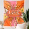 Pink Love Star Tapestry Wall Hanging Psychedelic Magic Retro Wall Hanging Tapestries Bedroom Dorm Room Sun Moon Wall Decor
