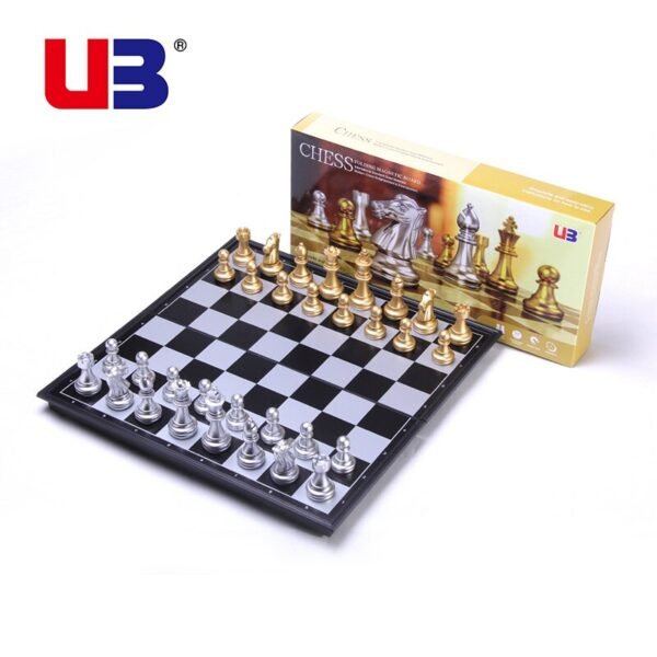 Portable Chess Game Set Checkers and chesses Folding Magnetic Chessboard Chess Pieces Set Children Educational Toys Party Game   Game related