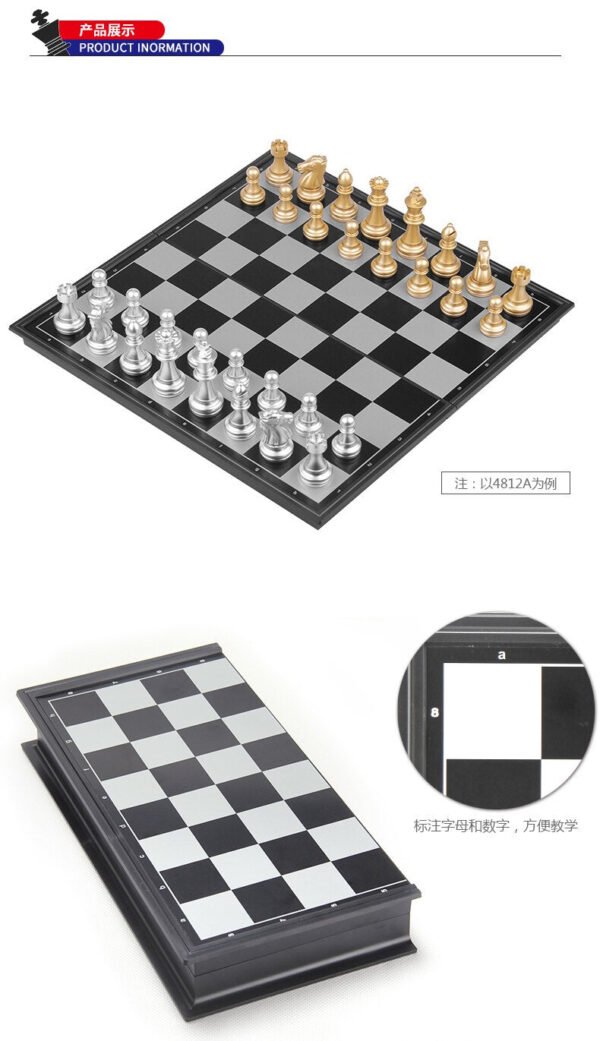 Portable Chess Game Set Checkers and chesses Folding Magnetic Chessboard Chess Pieces Set Children Educational Toys Party Game   Game related