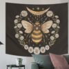 Psychedelic Bee Tapestry Wall Hanging Moon Wall Tapestry Wall Carpet Psychedelic Women Aesthetic Wall Cloth Tapestries