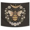 Psychedelic Bee Tapestry Wall Hanging Moon Wall Tapestry Wall Carpet Psychedelic Women Aesthetic Wall Cloth Tapestries