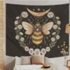 Psychedelic Bee Tapestry Wall Hanging Moon Wall Tapestry Wall Carpet Psychedelic Women Aesthetic Wall Cloth Tapestries