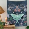 Psychedelic Butterfly Tapestry Wall Hanging Fantasy Plant Wall Tapestry Flower Tapestry Moon and Sun Tapestry Stars Home Decor
