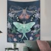 Psychedelic Butterfly Tapestry Wall Hanging Fantasy Plant Wall Tapestry Flower Tapestry Moon and Sun Tapestry Stars Home Decor