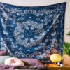 Psychedelic Celestial Sun Tapestry, Celestial Sun Moon Bohemian Poster Tapestry Wall Hanging Boho Hippie Beach Coverlet Curtain
