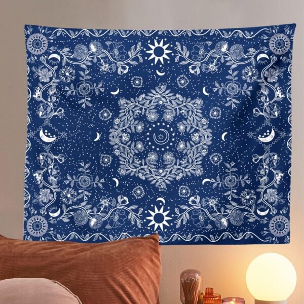 Psychedelic Celestial Sun Tapestry, Celestial Sun Moon Bohemian Poster Tapestry Wall Hanging Boho Hippie Beach Coverlet Curtain