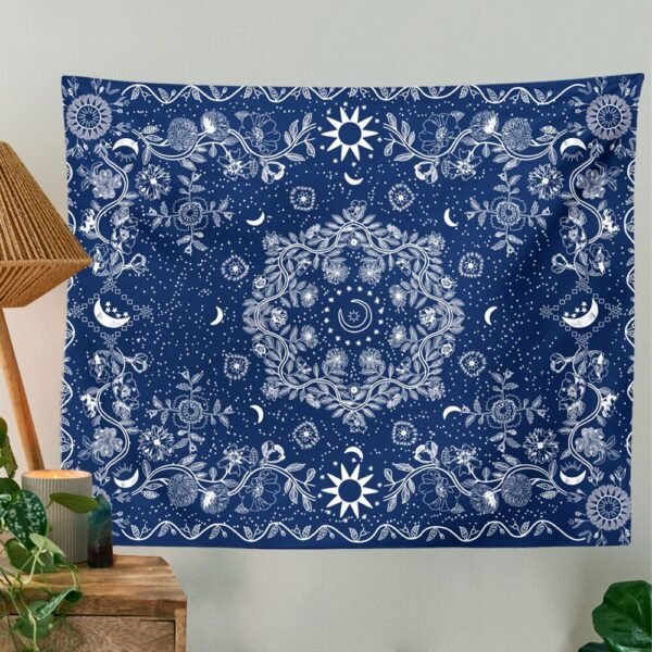 Psychedelic Celestial Sun Tapestry, Celestial Sun Moon Bohemian Poster Tapestry Wall Hanging Boho Hippie Beach Coverlet Curtain