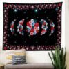 Psychedelic Floral Moon Phase Tapestry Flower Wall Hanging Sky Starry Carpet Dorm Tapestries Art Home Room Decor Aesthetic