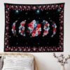 Psychedelic Floral Moon Phase Tapestry Flower Wall Hanging Sky Starry Carpet Dorm Tapestries Art Home Room Decor Aesthetic