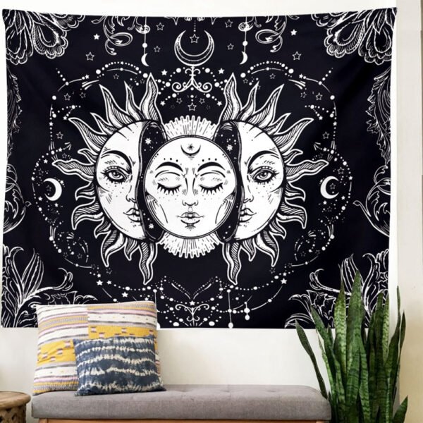 Psychedelic Mandala Tapestry Black Sun And Moon Tapestry Wall Hanging Gossip Tapestries Hippie Wall Rugs Dorm Decor Blanket