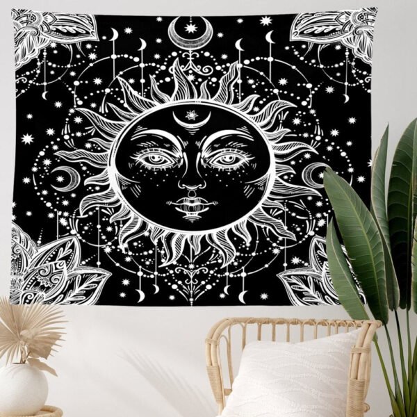 Psychedelic Mandala Tapestry Black Sun And Moon Tapestry Wall Hanging Gossip Tapestries Hippie Wall Rugs Dorm Decor Blanket
