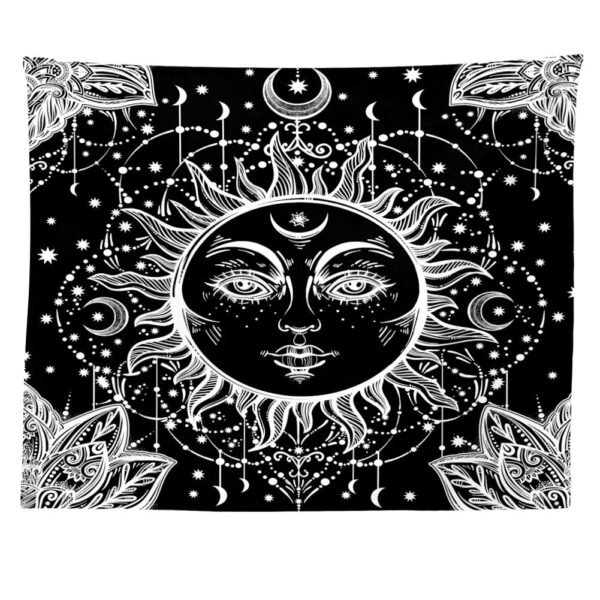 Psychedelic Mandala Tapestry Black Sun And Moon Tapestry Wall Hanging Gossip Tapestries Hippie Wall Rugs Dorm Decor Blanket