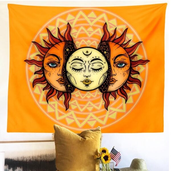 Psychedelic Mandala Tapestry Black Sun And Moon Tapestry Wall Hanging Gossip Tapestries Hippie Wall Rugs Dorm Decor Blanket