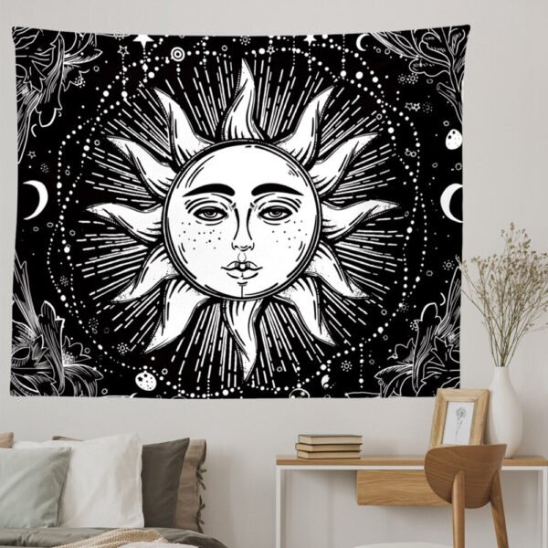 Psychedelic Mandala Tapestry Black Sun And Moon Tapestry Wall Hanging Gossip Tapestries Hippie Wall Rugs Dorm Decor Blanket