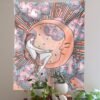 Psychedelic Moon Girls Tapestry Boho Tarot Tapestry Tarot Card Tapestry Wall Hanging Trippy Divination Beach Mat Sun Wall Decor