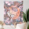 Psychedelic Moon Girls Tapestry Boho Tarot Tapestry Tarot Card Tapestry Wall Hanging Trippy Divination Beach Mat Sun Wall Decor