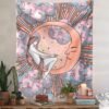 Psychedelic Moon Girls Tapestry Boho Tarot Tapestry Tarot Card Tapestry Wall Hanging Trippy Divination Beach Mat Sun Wall Decor