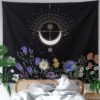Psychedelic Moon Phase Tapestry Flowers Wall Hanging Bedroom Aesthetic Wall Art and Home Decor for Bedroom Living Room Dorm