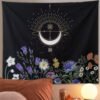 Psychedelic Moon Phase Tapestry Flowers Wall Hanging Bedroom Aesthetic Wall Art and Home Decor for Bedroom Living Room Dorm