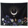 Psychedelic Moon Phase Tapestry Flowers Wall Hanging Bedroom Aesthetic Wall Art and Home Decor for Bedroom Living Room Dorm