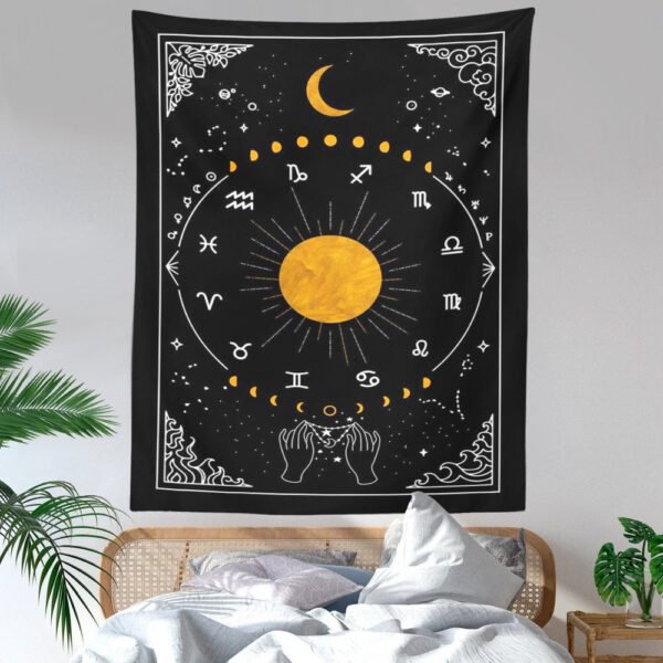 Psychedelic Moon Starry Tapestry 12 Constellation Wall Hanging Room Sky Carpet Dorm Tapestries Art Home Decoration Accessories