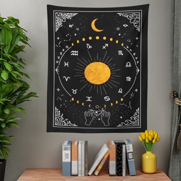 Psychedelic Moon Starry Tapestry 12 Constellation Wall Hanging Room Sky Carpet Dorm Tapestries Art Home Decoration Accessories