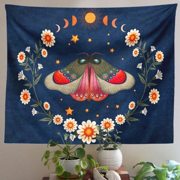 Psychedelic Moon Starry Tapestry Flower Wall Hanging Room Butterfly Carpet Dorm Tapestries Art Home Decoration Accessories