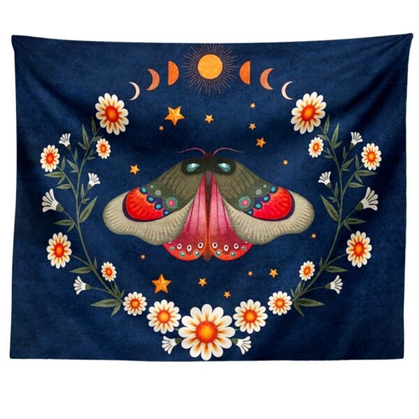 Psychedelic Moon Starry Tapestry Flower Wall Hanging Room Butterfly Carpet Dorm Tapestries Art Home Decoration Accessories