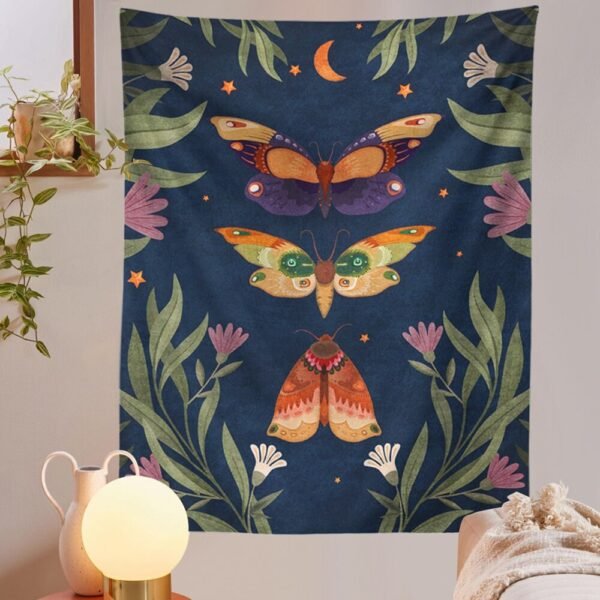 Psychedelic Moon Starry Tapestry Flower Wall Hanging Room Butterfly Carpet Dorm Tapestries Art Home Decoration Accessories