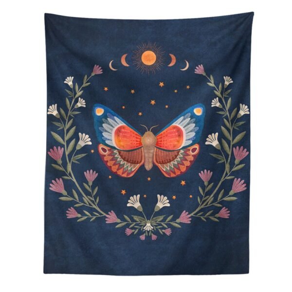 Psychedelic Moon Starry Tapestry Flower Wall Hanging Room Butterfly Carpet Dorm Tapestries Art Home Decoration Accessories