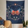 Psychedelic Moon Starry Tapestry Flower Wall Hanging Room Butterfly Carpet Dorm Tapestries Art Home Decoration Accessories