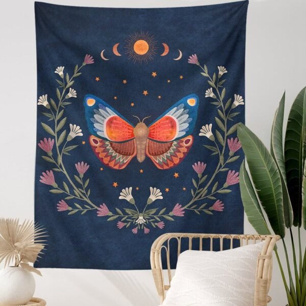 Psychedelic Moon Starry Tapestry Flower Wall Hanging Room Butterfly Carpet Dorm Tapestries Art Home Decoration Accessories