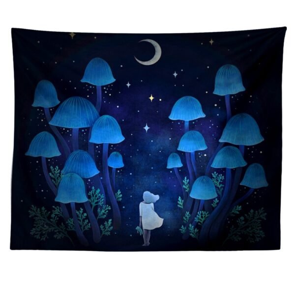 Psychedelic Mushroom Tapestry Starry Tapestry Trippy Moon Wall Tapestry Fantasy Girls Tapestry Wall Hanging for Home Decor