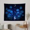 Psychedelic Mushroom Tapestry Starry Tapestry Trippy Moon Wall Tapestry Fantasy Girls Tapestry Wall Hanging for Home Decor