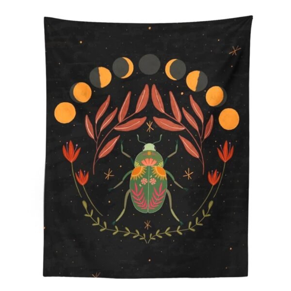 Psychedelic Sun Moon Tapestry Wall Hanging Insect Wall Tapestry Botanical Tapestry for Bedroom Living Room Home Wall Decor
