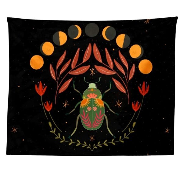 Psychedelic Sun Moon Tapestry Wall Hanging Insect Wall Tapestry Botanical Tapestry for Bedroom Living Room Home Wall Decor