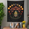 Psychedelic Sun Moon Tapestry Wall Hanging Insect Wall Tapestry Botanical Tapestry for Bedroom Living Room Home Wall Decor