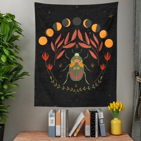 Psychedelic Sun Moon Tapestry Wall Hanging Insect Wall Tapestry Botanical Tapestry for Bedroom Living Room Home Wall Decor