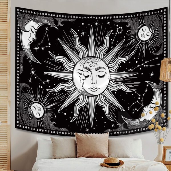 Psychedelic Sun and Moon Tapestry