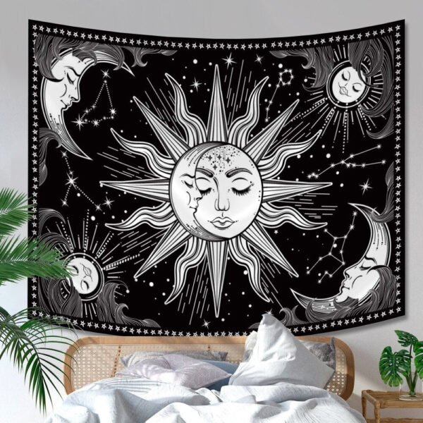 Psychedelic Sun and Moon Tapestry