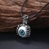 Punk Men's Skeleton Skull Eyes Titanium Stainless Steel leather chain Pendant