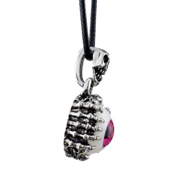 Punk Men's Skeleton Skull Eyes Titanium Stainless Steel leather chain Pendant