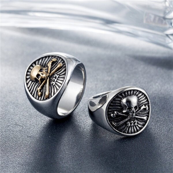 Magic Ring~Punk Silver Skull Rings For Men Size #7-13 Stainless Steel Gothic Skull Biker Rings High Quality Halloween Jewelry HF547